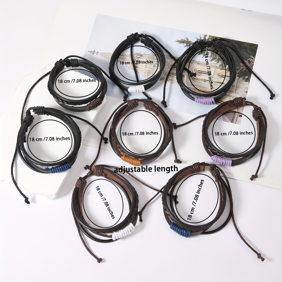 8pcs Couple's Knot Faux Leather Bracelets Set